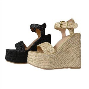 Damer Svart Espadrille Kilar